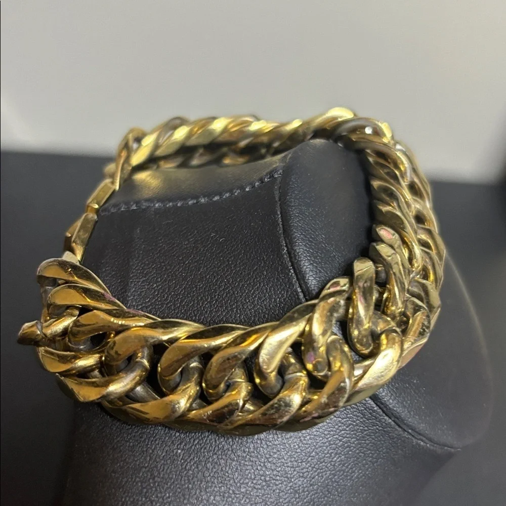 Chunky Stainless Steel Gold Tone Cuban Link Bracelet Unisex